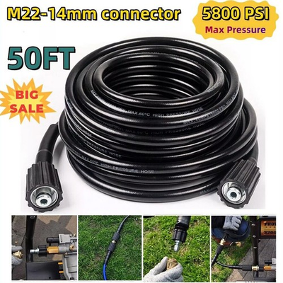 #ad 50FT High Pressure Washer Hose 5800 PSI M22 14MM Power Washer Extension Hose NEW $22.89