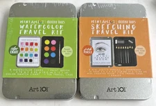 2 New Art 101 Mini Travel Kits Sketching & Watercolor Kit Lot Take On The Go