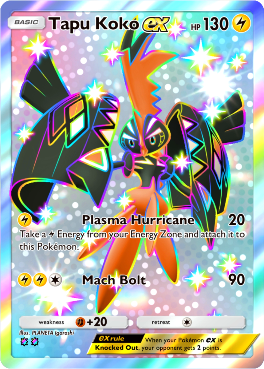 コケコケ Pokemon Pocket TCG Trading Card 2 Star Shiny Tapu Koko EX Mega