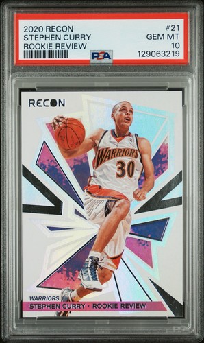 2020-21 Recon Basketball Rookie Review Steph Curry ROOKIE WARRIORS PSA 10 GEM