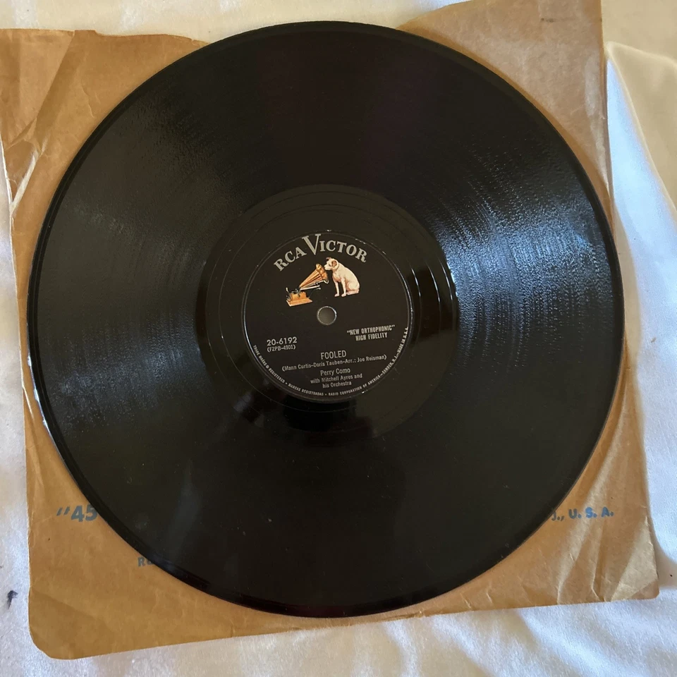 FOOLED/ TINA MARIE-RCA 20-6192-Perry Como-Victor Record 78 rpm VG+ - Image 3 of 4