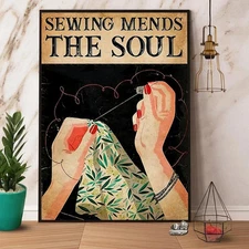 Sewing Mends The Soul Satin Poster Poster Wall Art Decor -