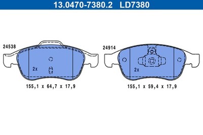 Bremsbelagsatz Scheibenbremse ATE Ceramic 13.0470-7380.2 für RENAULT MEGANE 3 5