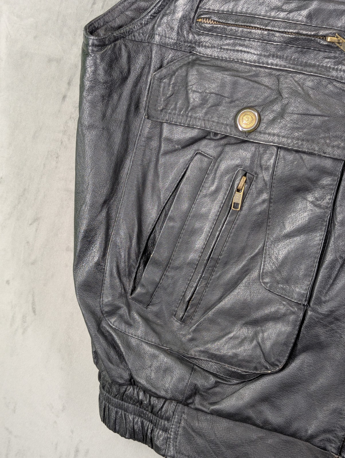 Vintage Leather Utility Vest Great Seal of the States of Oklahoma XL UK42 image 6