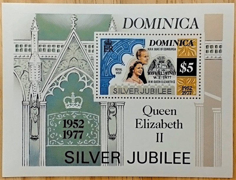 VINTAGE CLASSICS - Dominica 1977 - Royal Visit OVPT - S/S - Scott 554 - MNH