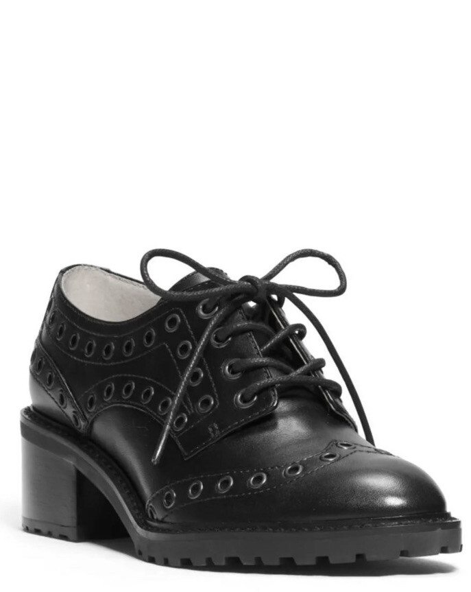 Michael Kors Edison Oxford Leather Lace-Up Shoe Black 6 1/2M  display picture 1