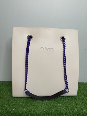 OBag Rubber White Tote Bag Handbag Double Chain Handles