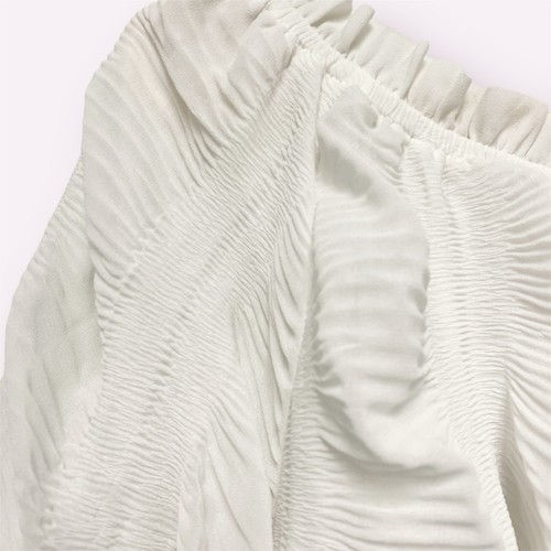 Gracia gesmokte Crinkle Chiffon Schulterfrei Top Bluse Größe Medium weiß - Bild 8 von 14