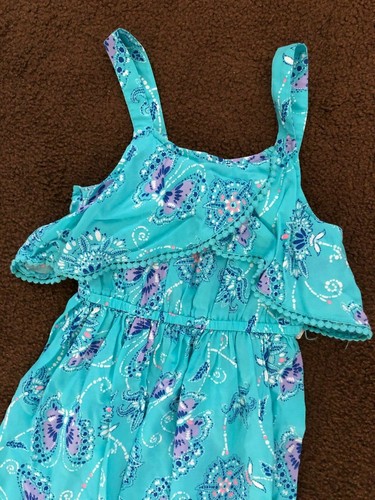 NWT MUDD Butterfly Girls Maxi Dress Size L (14) Turquoise Purple White Pink - Picture 2 of 2