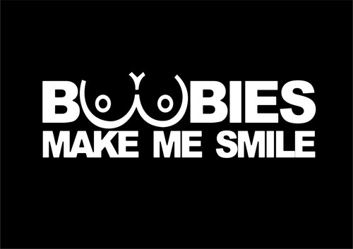 w062 boobies make me smile funny car sticker van caravan 4x4