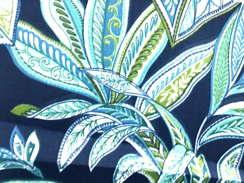 LOTE de 5 yardas de flores florales Richloom tela tropical hoja azul verde azulado Foto 3 de 4