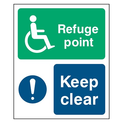 Behindertenzufluchtspunkt Keep Clear Schild oder Aufkleber | EMER0079