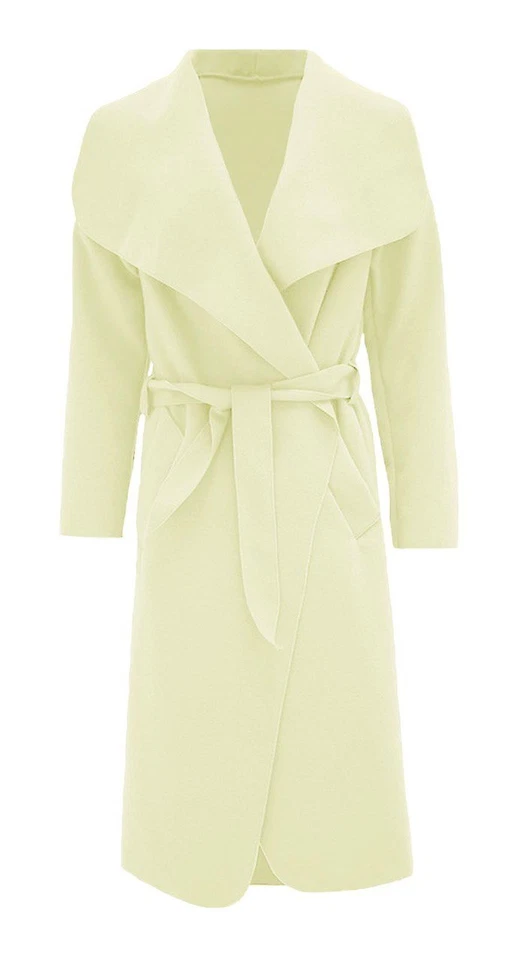 Womens Italian Coat Ladies Long Waterfall Duster Belted Drape Trench Jacket 8-22 - Image 3 of 4