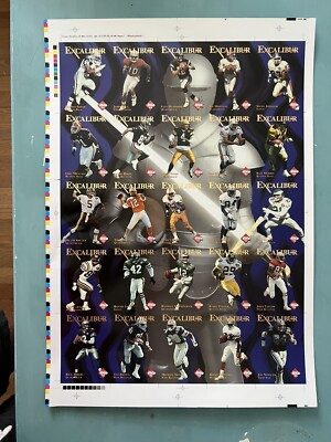1995 Collectors Edge Excalibur Uncut Sheet - SUBSET Stone Knights Of NFL -RARE