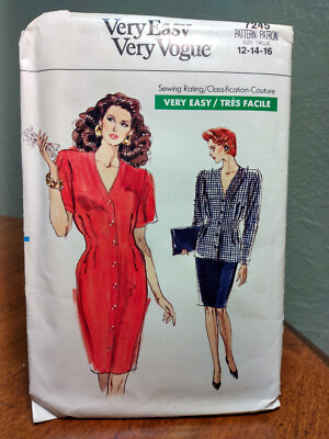 Vogue Patterns 7245 Misses Dress Skirt Jacket Sz 12-16 NOS UNCUT