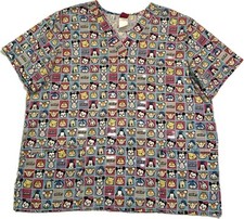 Wonderful World of Disney Cuties Scrub Top Size XL Baby Mickey Minnie Pooh Goofy