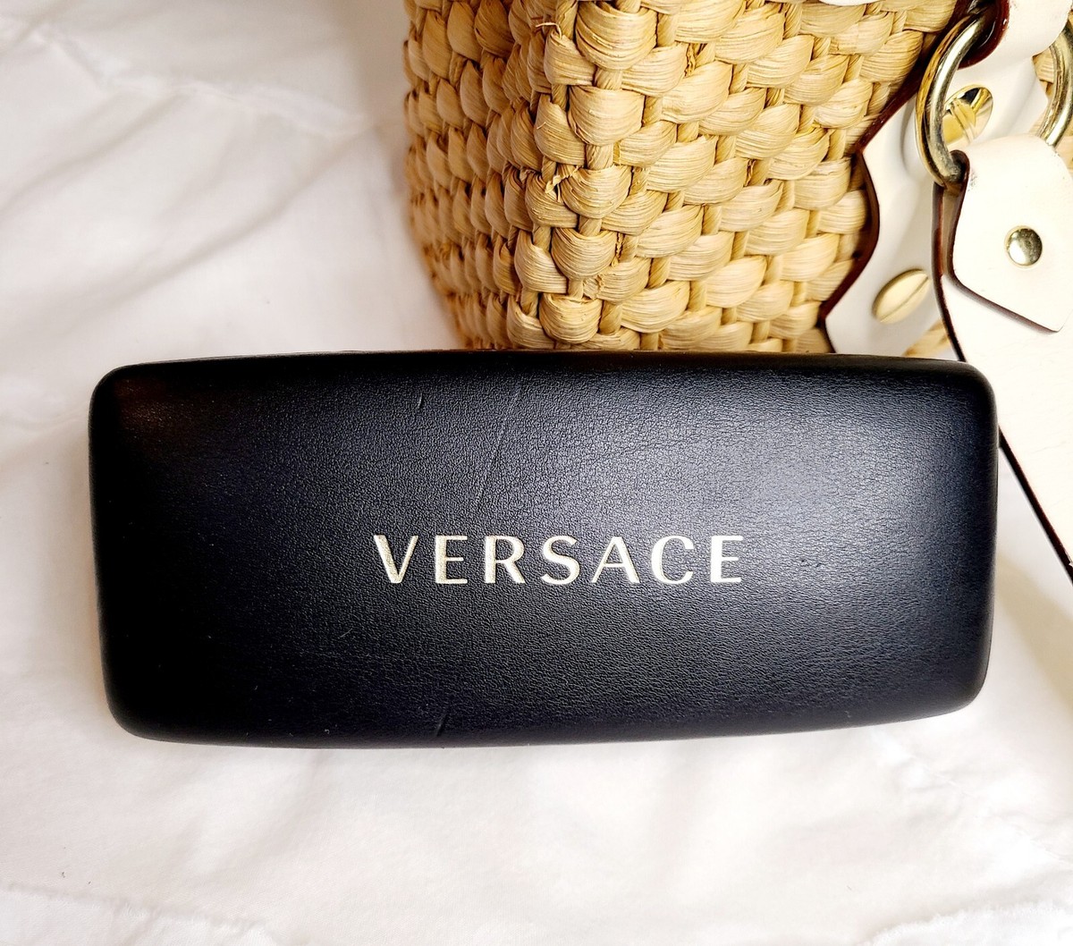 Versace Embossed Sunglasses hard case Versace Hard Eyeglasses sunglasses Case Black Gold embossed  main image 2