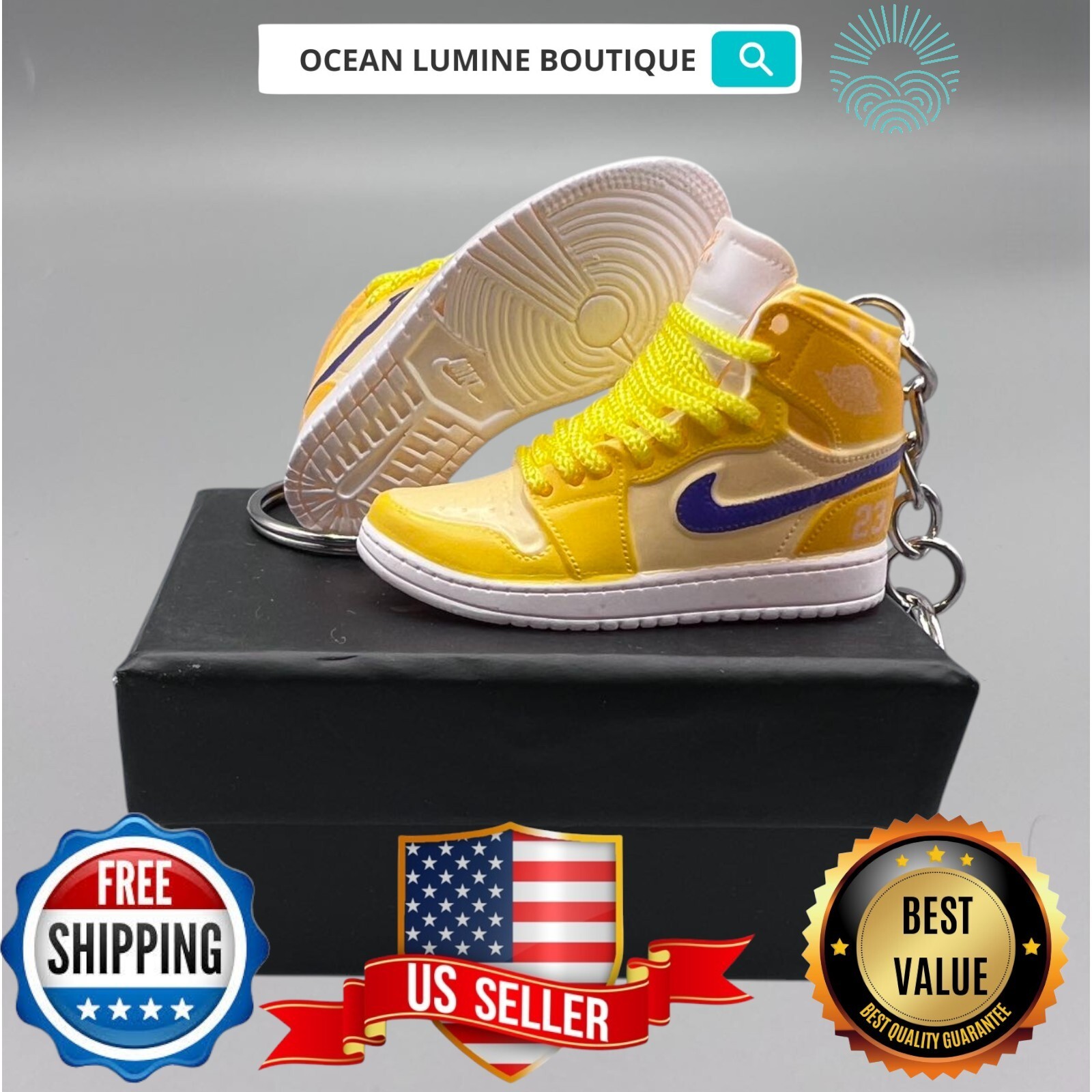 Air Jordan 3D Mini Sneaker Keychain, Basketball Sneaker Collectible, Box Options