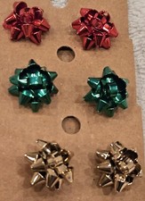 CHRISTMAS BOW EARRINGS SET OF 3 COLORS. RED, YELLOW, GREEN CUTE 4 HOLIDAY CUTE 