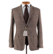 Sartorio Kiton NWT Wool Blend Sport Coat Size 48R 38R US In Brown Plaid