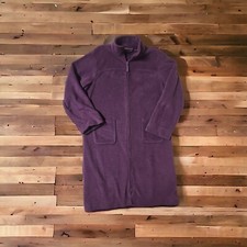LL BEAN Robe Womens Medium Petite Elderberry Purple Soft Fleece Long Full Zip