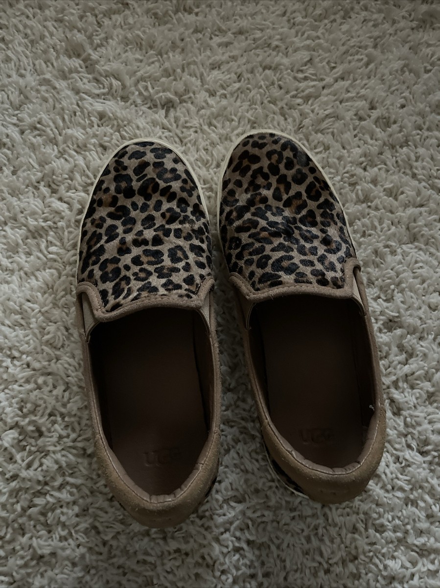 Women’s SZ 10 UGG Jass Calf Hair Animal Cheetah Leopard Print Slip On  Loafers