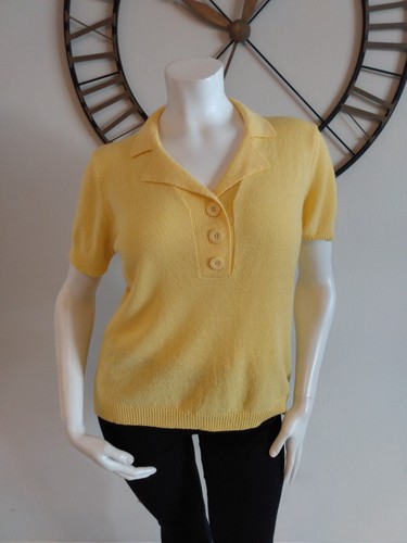 Maglione bianco cervo 3 bottoni pull over giallo buccia di limone donna taglia XL (16-18) - Foto 4 di 8