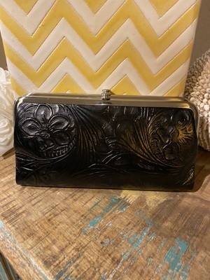 Hobo International wallet Lauren Embossed Floral Black Clutch Large