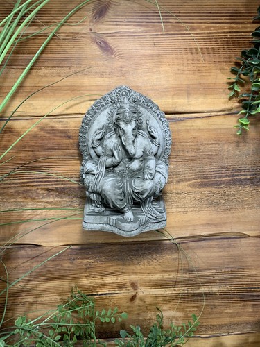 STEINGARTEN GANESH ELEFANT GOTT NIEDLICH BUDDHA WANDPLAKETTE GESCHENK STATUE ORNAMENT - Bild 1 von 5