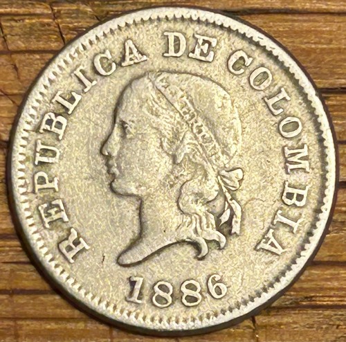 1886 Colombia (Large 5). 5 Centavos. KM# 184. Lot #1851. Ungraded. - 第 1/2 張圖片