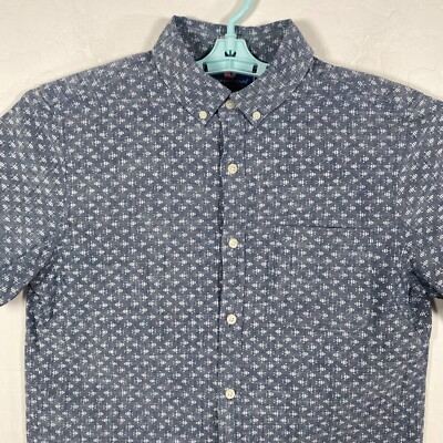Vineyard Vines Shirt Mens Small Blue Slim Fit Murray Button Down Fish Print 