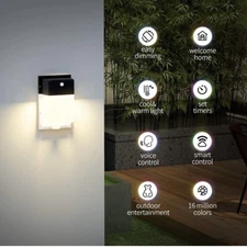 Smart LED Wall Pack Light 30W Multi Color Changing Dimmable Smart WiFi Sconce
