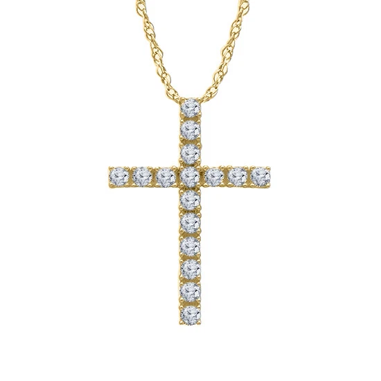 Collana Donna Con Ciondolo A Croce Grossa – Placcata Oro 14K, Catena Spessa Girocollo 45,7 Cm, Gioielli Eleganti