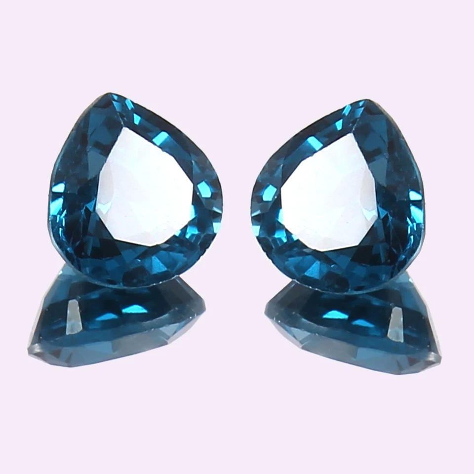 Par de piedras preciosas corazón suelto turmalina brasileña indicolita azul natural corte 9x9MM Foto 3 de 4