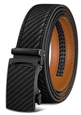 Belt Men, Sliding Ratchet Belt Genuine 44"-52"Waist Adjustable Black2938