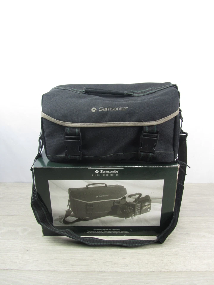 Samsonite Cámara Videocámara Bolso Tamaño Mediano Negro Acolchado 4 Bolsillos Con Caja Nuevo, De Colección Foto 2 de 4