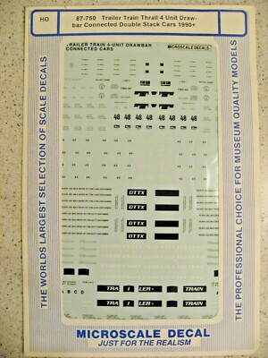 Microscale Decal HO 87-750 Trailer Train Thrall 4 Unit Draw-bar Connected Double