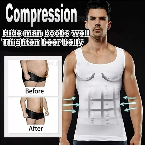 Canottiera uomo dimagrante body shaper pancia petto ginecomastia compressione - Foto 3 di 23