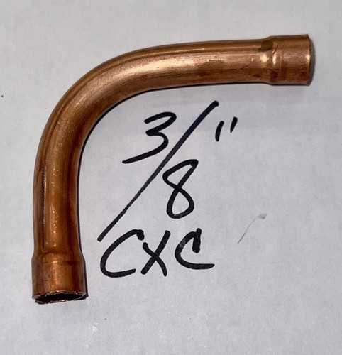 Copper Fitting Extra Long Radius CxC Refrigeration Elbow For 3/8" O.D. Solder.