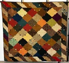 Antique Vintage Wool Fabric Mid 1800s Log Cabin Quilt Unusual Layout