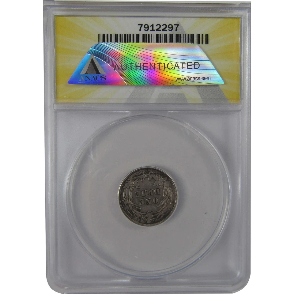 1912 D Barber Dime AU 58 Details ANACS Silver 10c Coin SKU:CPC1201 - Image 2 of 4