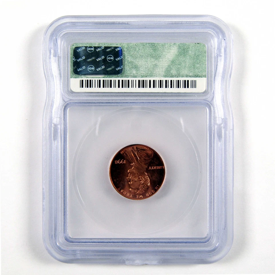 1998 Type 2 Reverse Wide AM Lincoln Cent MS 66 RD ICG SKU:CPC5632 - Image 2 of 4