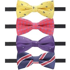4-Pack Boys' Pre-Tied Bow Ties - Adjustable Modern Patterns Stripes 4-pack