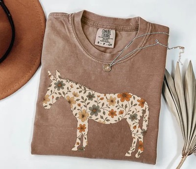Floral Donkey Animal Lovers Comfort T-Shirt
