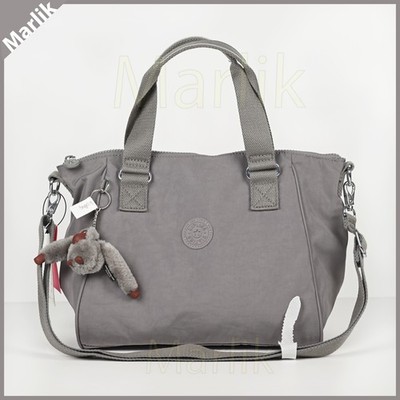 Genuine Kipling Amiel Women's Crossbody Bag, Cool Gray Tonal, with Keychain, NEW