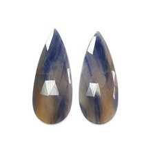 34.60cts Natural Multi Sapphire Gemstone Pear Shape Rose Cut Slices 36*15mm Pair