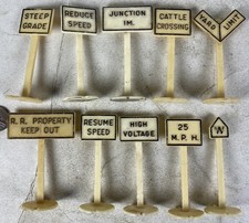 10 Vintage Hard Plastic Marx O Scale Train Layout Railroad Street Signs