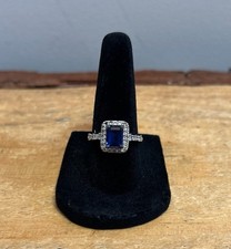 Ladies Ring,Lab Created Sapphire Side Stones, Size 7, 925 Sterling Silver
