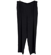 Eileen Fisher Pants Wide Leg Linen Blend Elastic Waist Charcoal Gray Medium