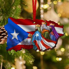 Puerto Rico Christmas Ornament Gifts for Family Mom Dad - Three Kings Day Wooden